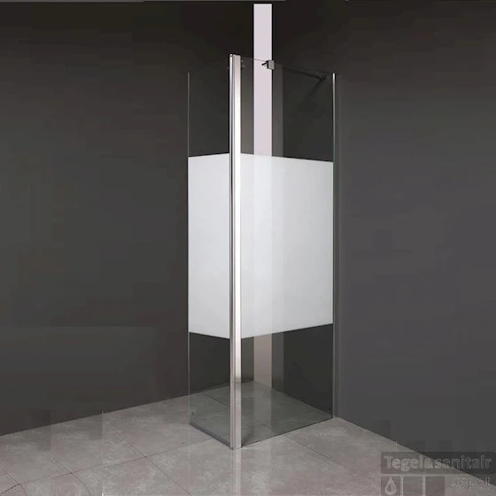 Zijwand Inloopdouche Athena Met Draaibaar Hoekpaneel Middenband 30x200 Cm 8 Mm NANO Glas