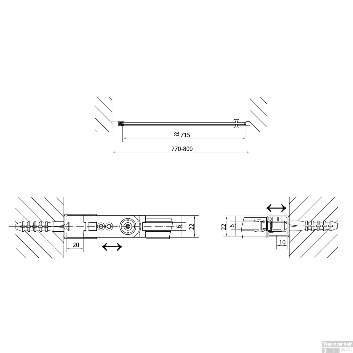 Douchedeur Sapho Zoom Line Black Draaideur 80x200 Cm 6 Mm Gecoat Glas Mat Zwart - Afbeelding 4